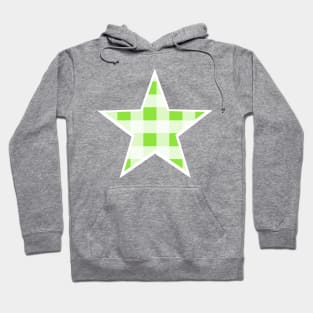 Apple Green and White Buffalo Plaid Star Hoodie